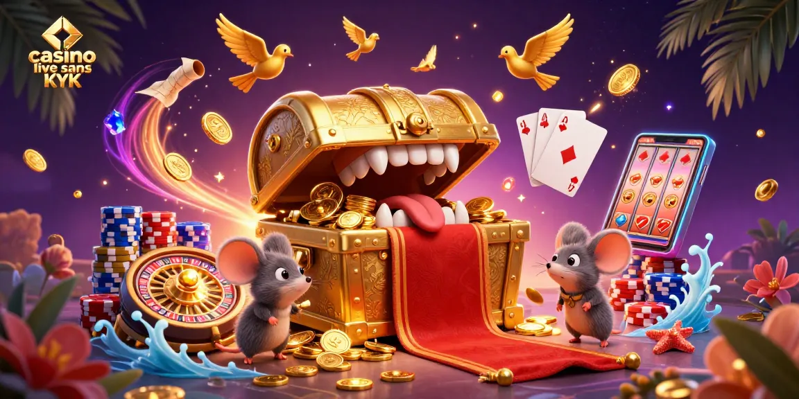 Profitez des jeux dans un casino live sans KYC avec des trésors dorés et des personnages enchanteurs.
