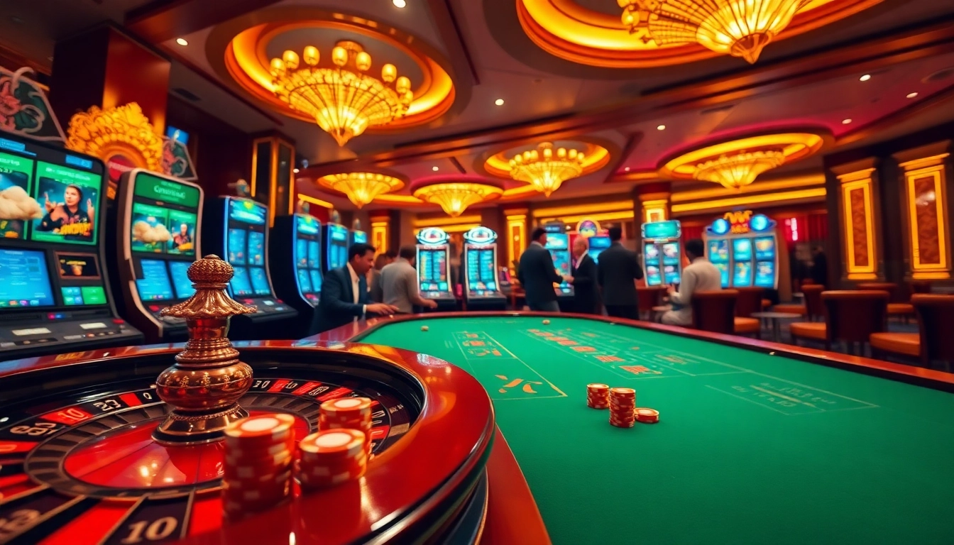 Experience the thrill of gambling at UU88 with vibrant cards, chips, and roulette wheel.