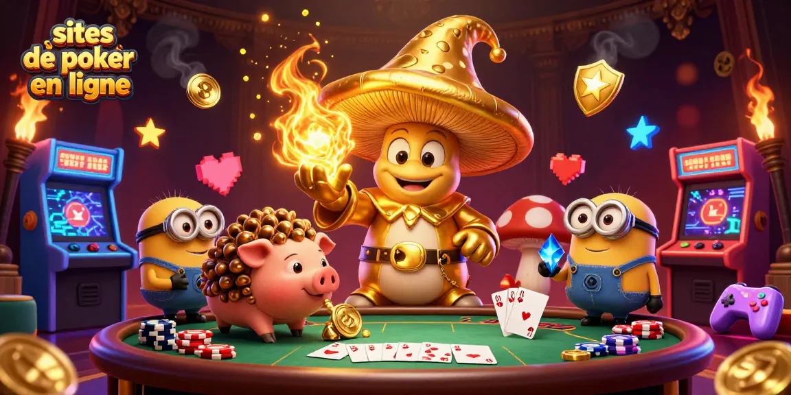 Jouer sur les meilleurs sites de poker en ligne avec des tables, cartes et jetons colorés.