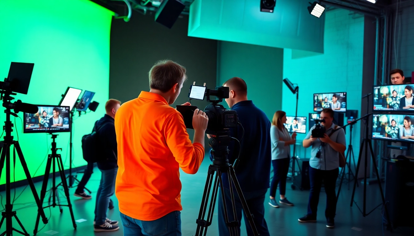 Dynamic scene of a Video Production Company Phoenix collaborating in a professional studio setting.