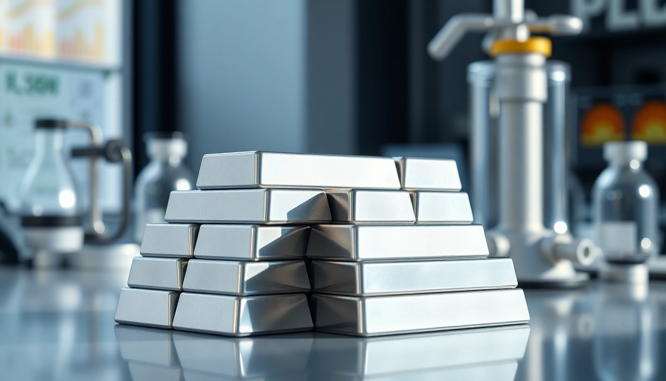 Palladium metal ingots reflecting light, representing its value in industry.