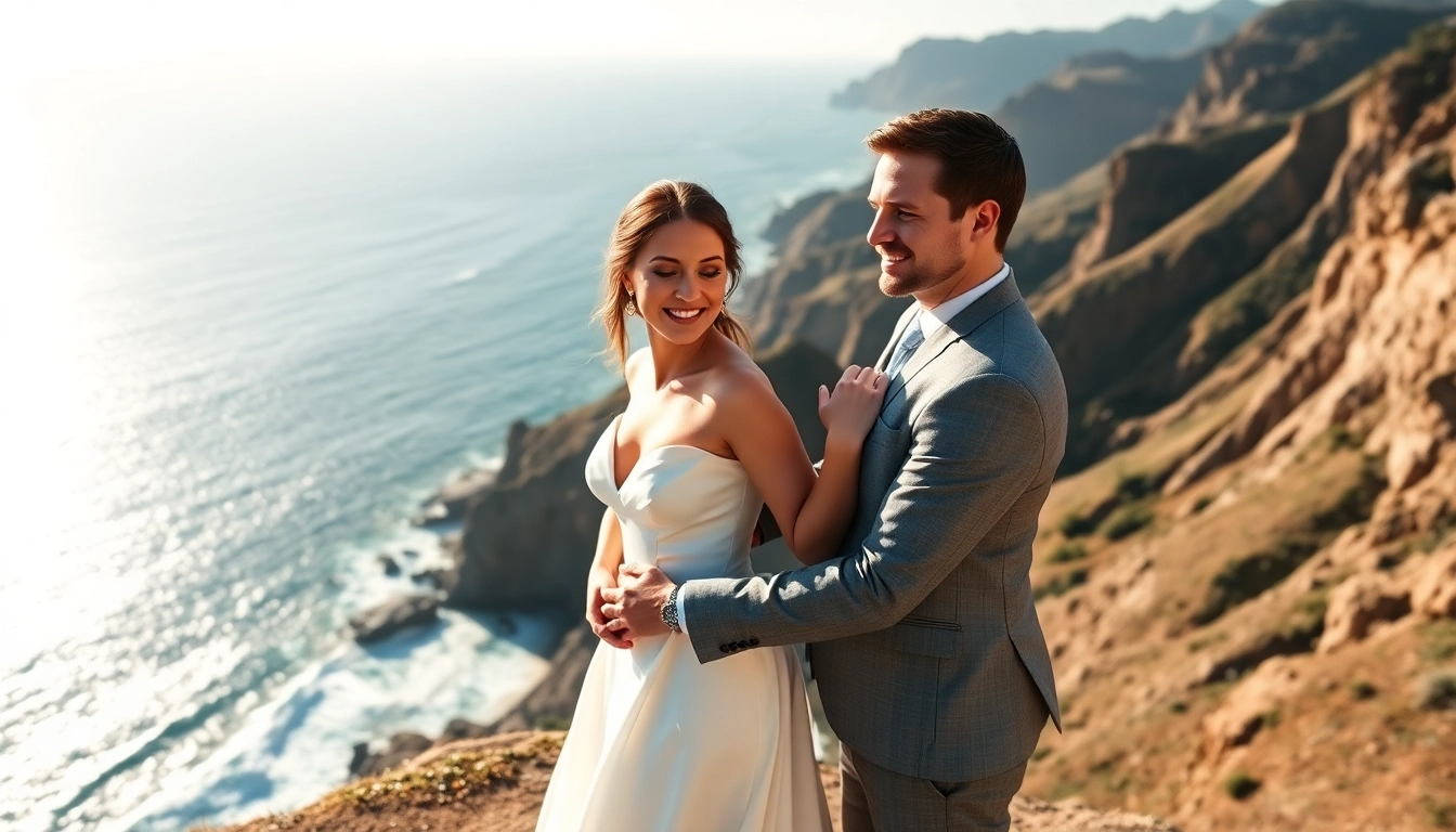 Captivating scene of a Big Sur wedding photographer capturing a couple's love against a stunning ocean backdrop.