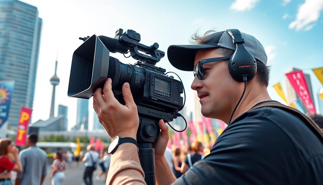 On-location videography toronto showcases a professional capturing vibrant moments outdoors.