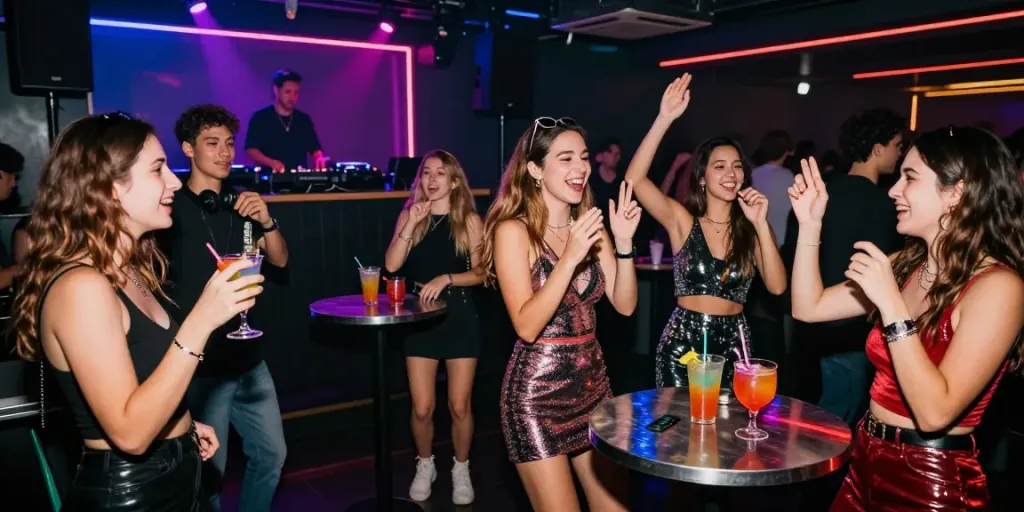 Experience vibrant nightlife with live porn entertainment in an energetic nightclub setting.