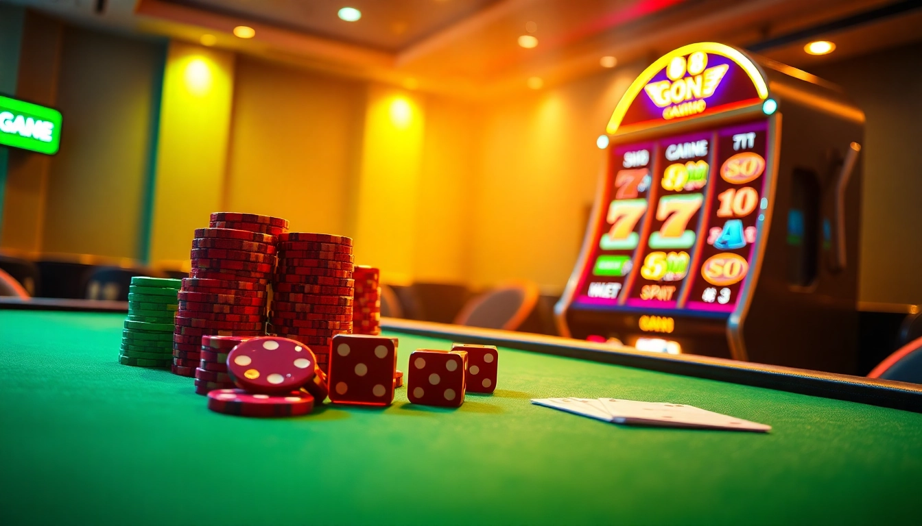 Experience the thrill of GO8 gambling with vibrant slots, poker chips, and high-stakes action.
