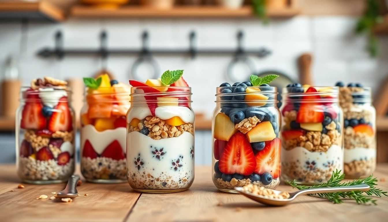 Craft delectable mason jar breakfast recipes at https://masonjarbreakfast.com with vibrant ingredients on display.