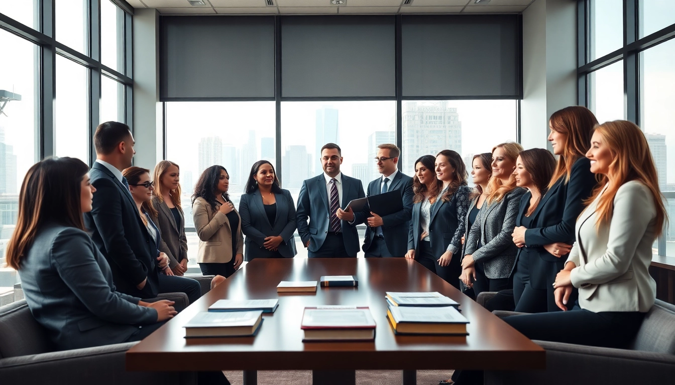 USA attorneys engaged in professional discussion within a modern law office.