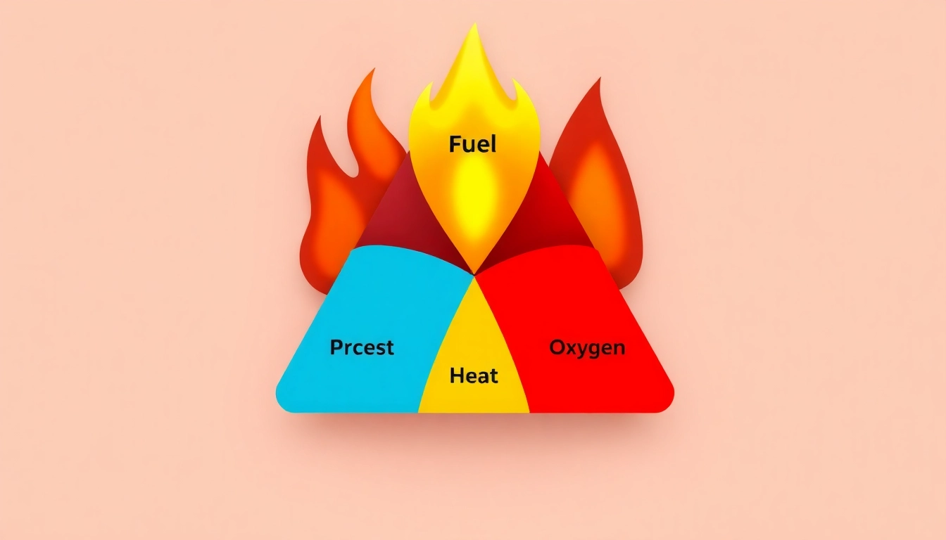 Understand the fire tetrahedron with this educational diagram highlighting its four crucial elements.
