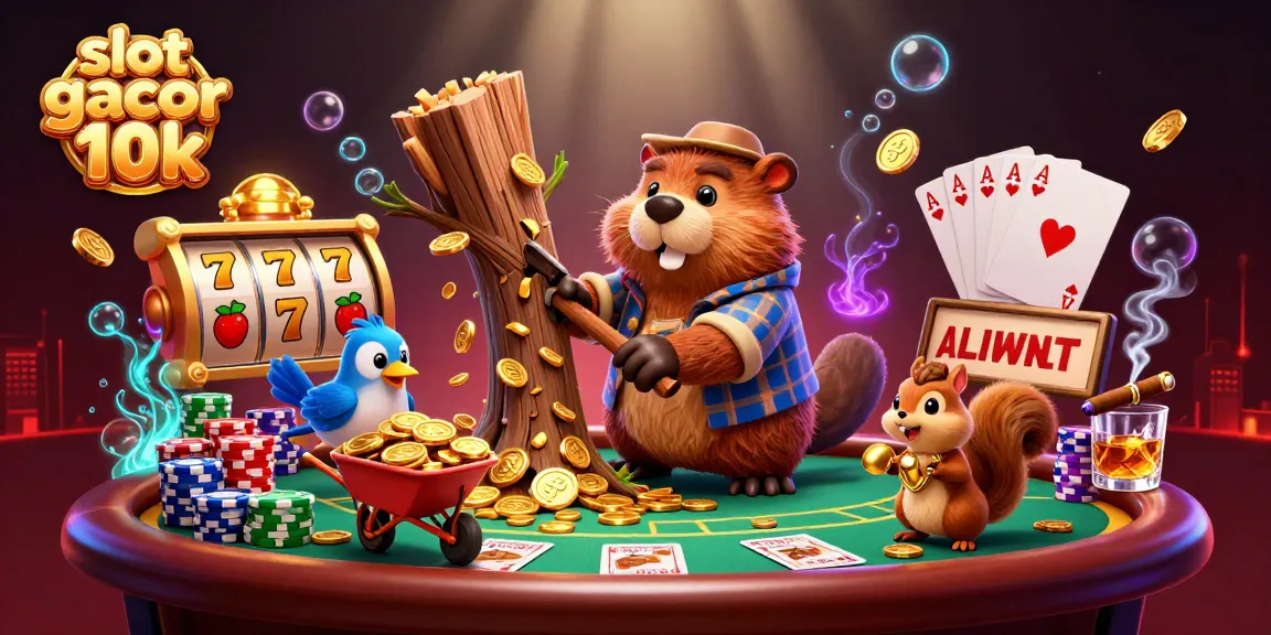 Spin the slots with the lively lumberjack beaver in the thrilling scene of slot gacor 10k!
