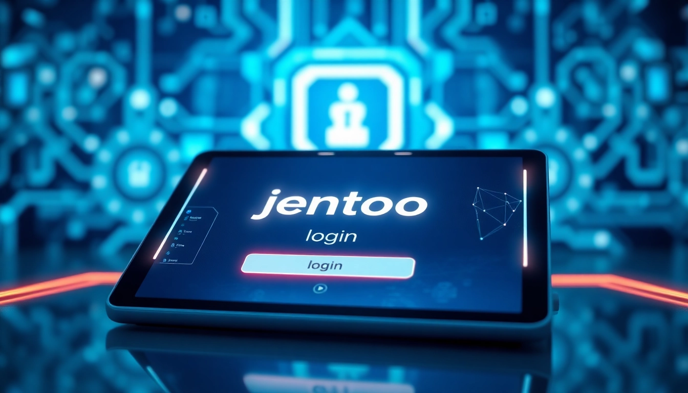 Masuk ke jentoto login dengan antarmuka modern dan elemen futuristik.