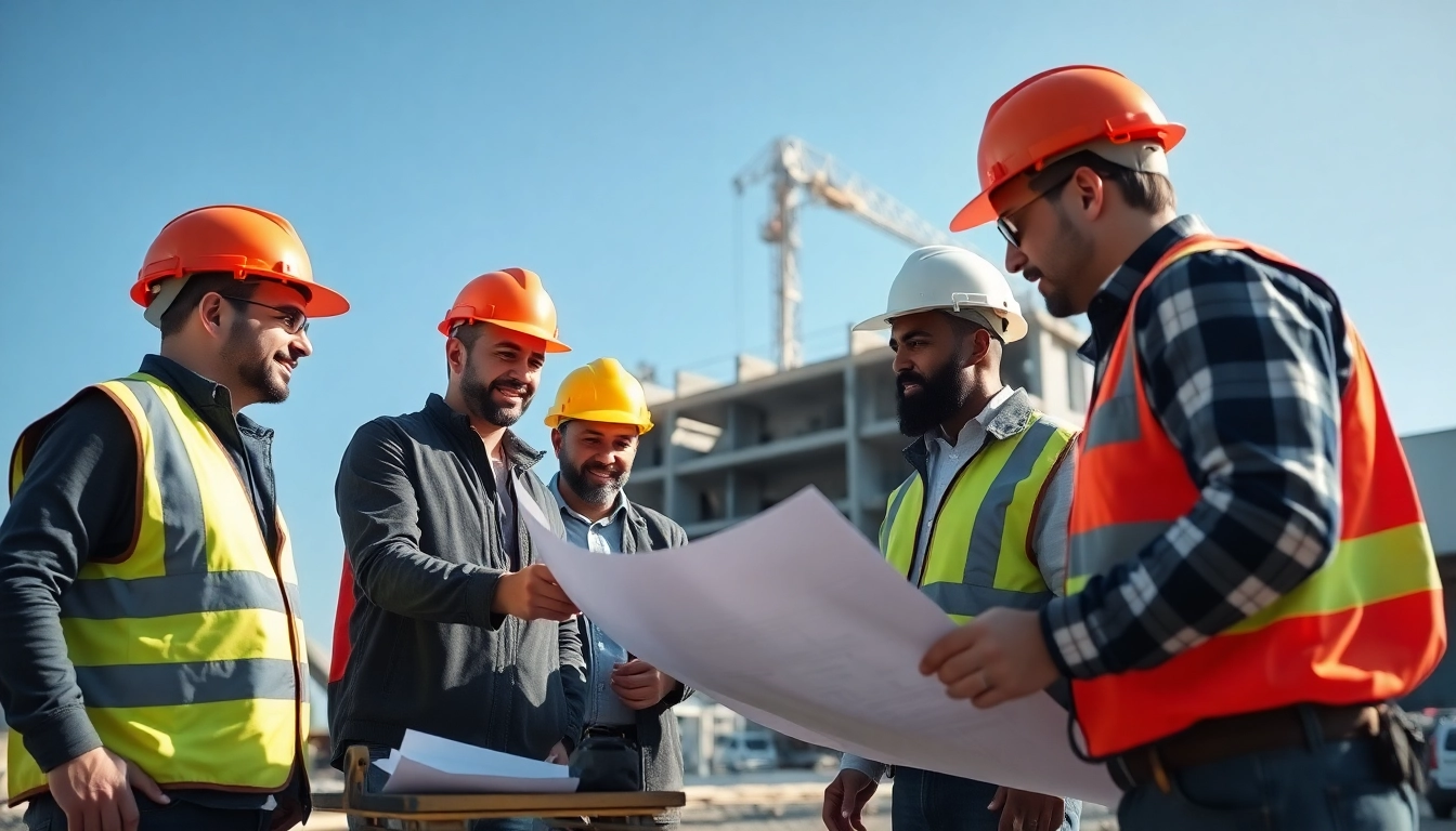 Engaging in construction workforce development on-site, workers showcase teamwork and skills.