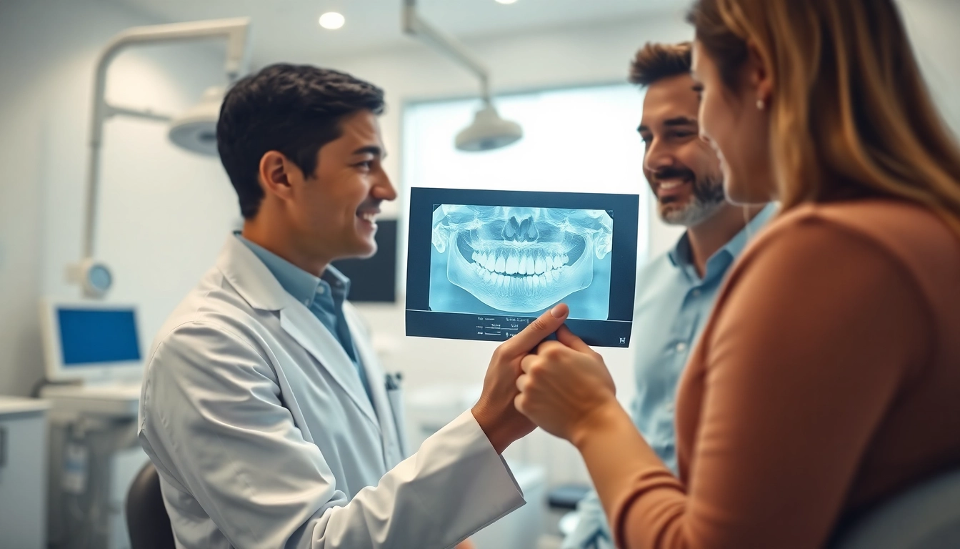 Discussing corrective jaw surgery Hawthorn in a modern orthodontic office setting with healthcare professional.