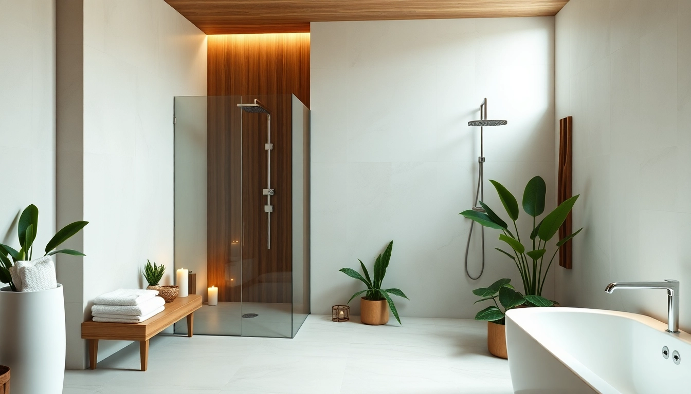 Explore elegant showers au in a stylish bathroom with natural decor and serene ambiance.