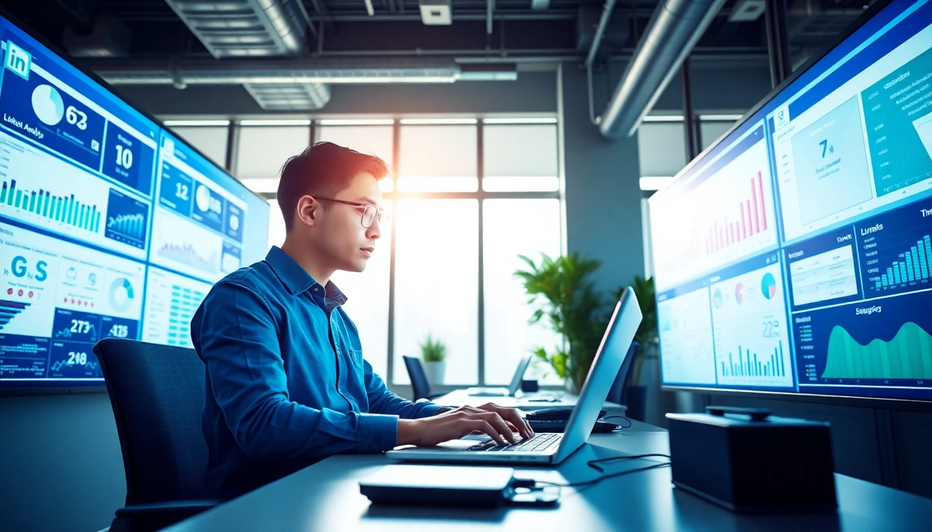 Learn how to scrape linkedin search results effectively with a focused data analyst in a modern office.