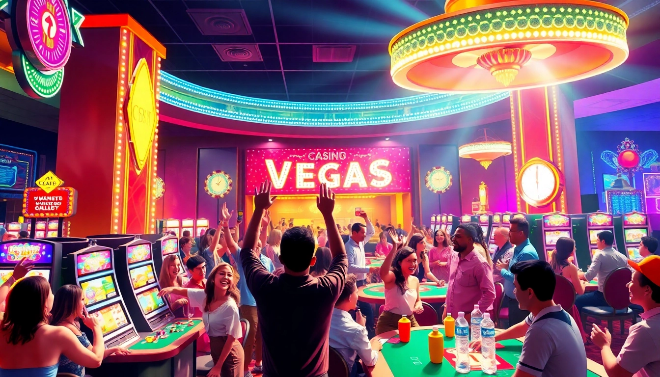 Experience the thrill of Vegas hero with vibrant casino scenes and joyful players in action.