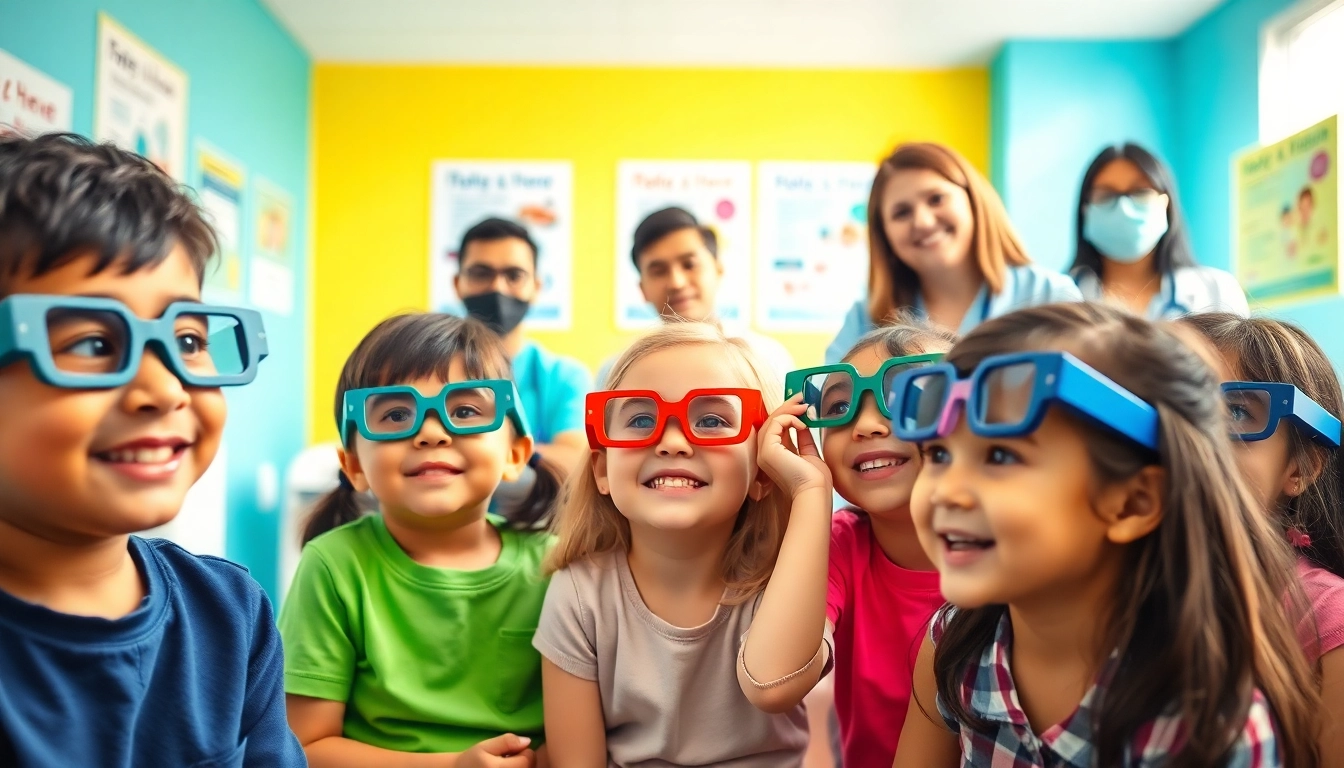 Children actively participating in Our Children's Vision programs for eye health.