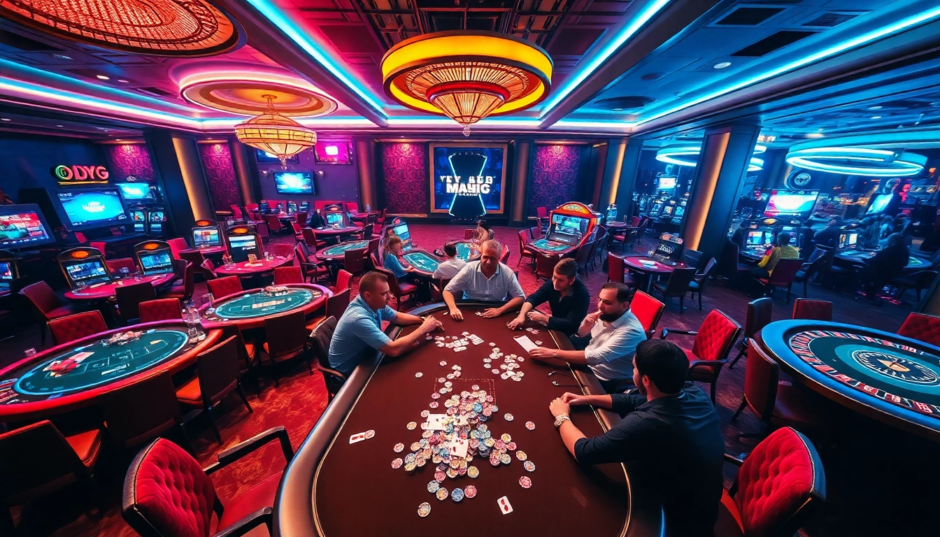 Experience thrilling רמי אונליין games with vibrant casino tables and engaged players.