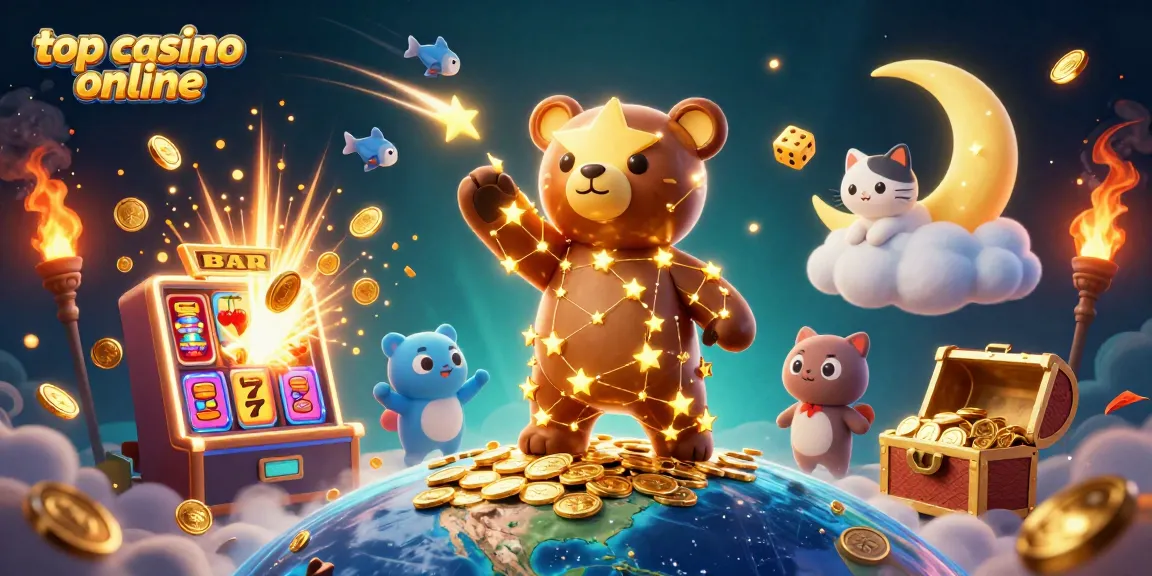 Joacă la top casino online și câștigă cu sloturi și jackpoturi în această ilustrație captivantă.