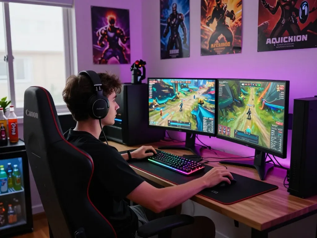 Young gamer enjoying an immersive go88 experience in a dynamic gaming setup.