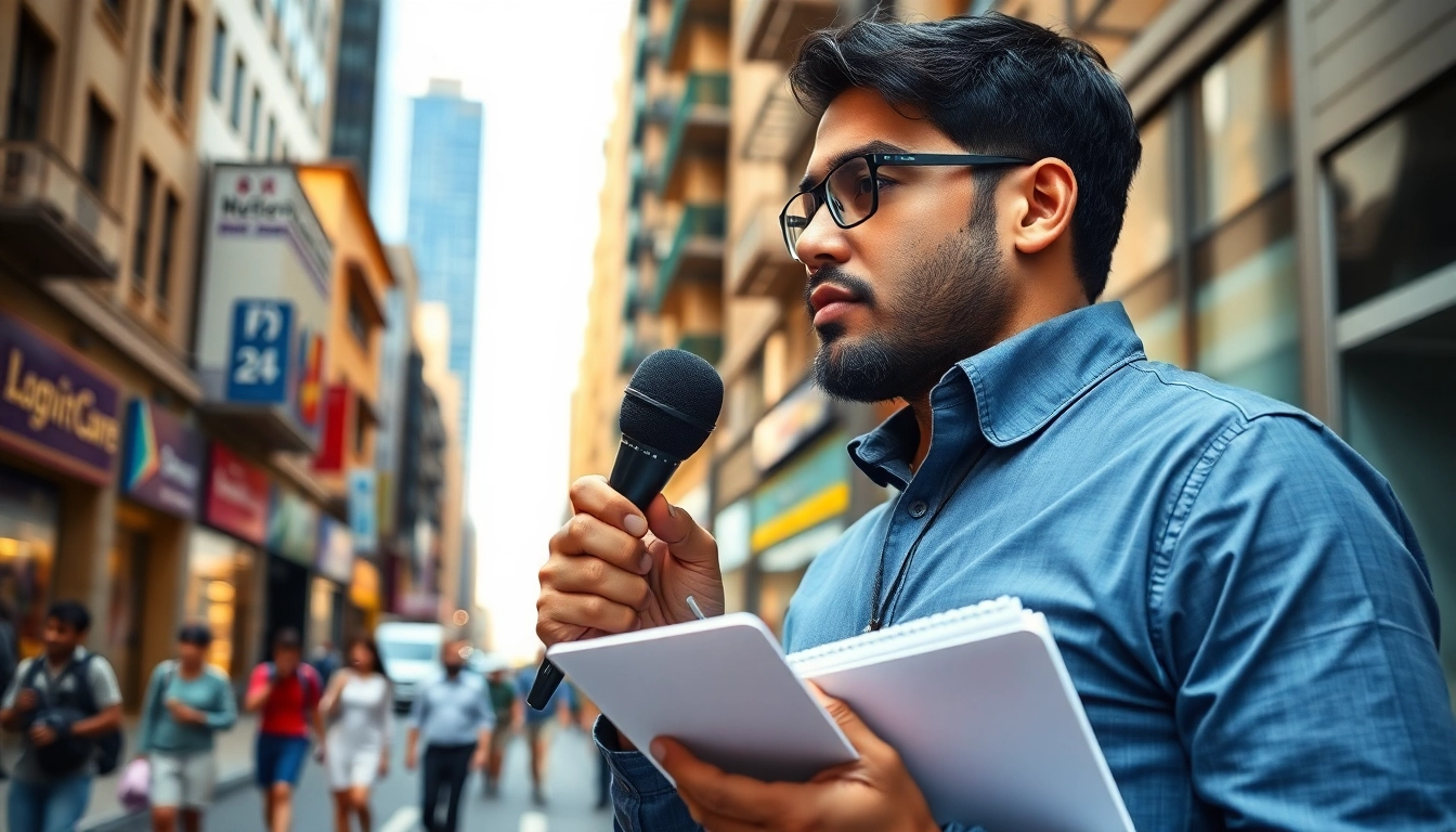 Capture news at https://www.thedailynewsonline.com by a reporter in an urban setting.