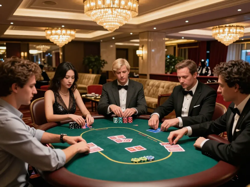 Excited players competing at high-roller tables for slot bonus new member incentives in a luxurious casino lounge.