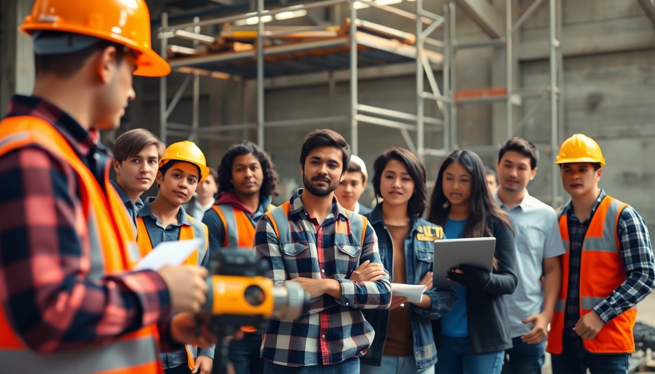 Engaging in construction education, students learn safety measures at a construction site.
