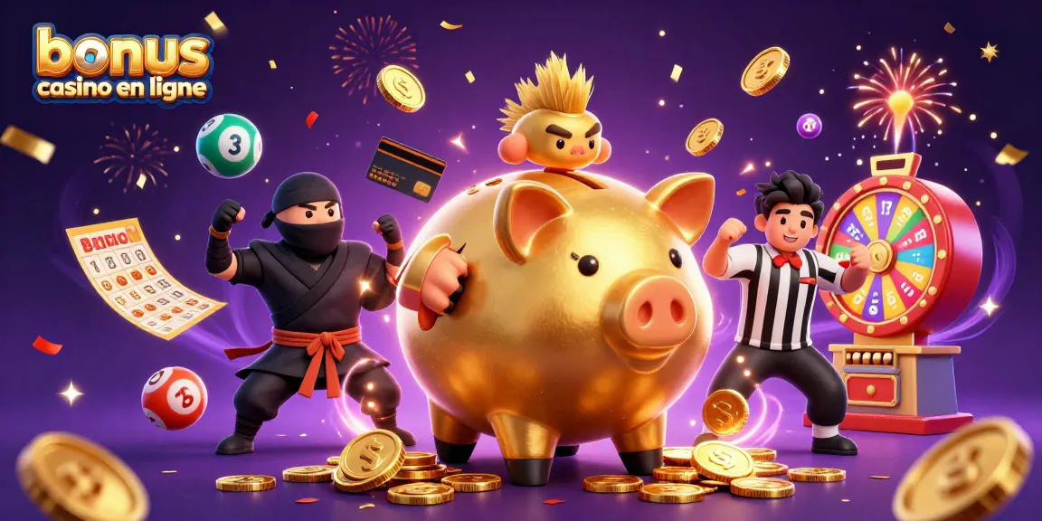 Visualisez le bonus casino en ligne avec des personnages de jeu vibrant dans un cadre animé.