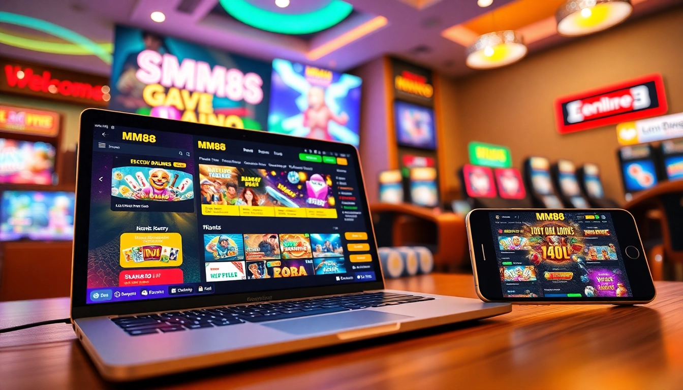MM88 online gaming platform displayed on multiple devices, showcasing safety and user-friendly interface.