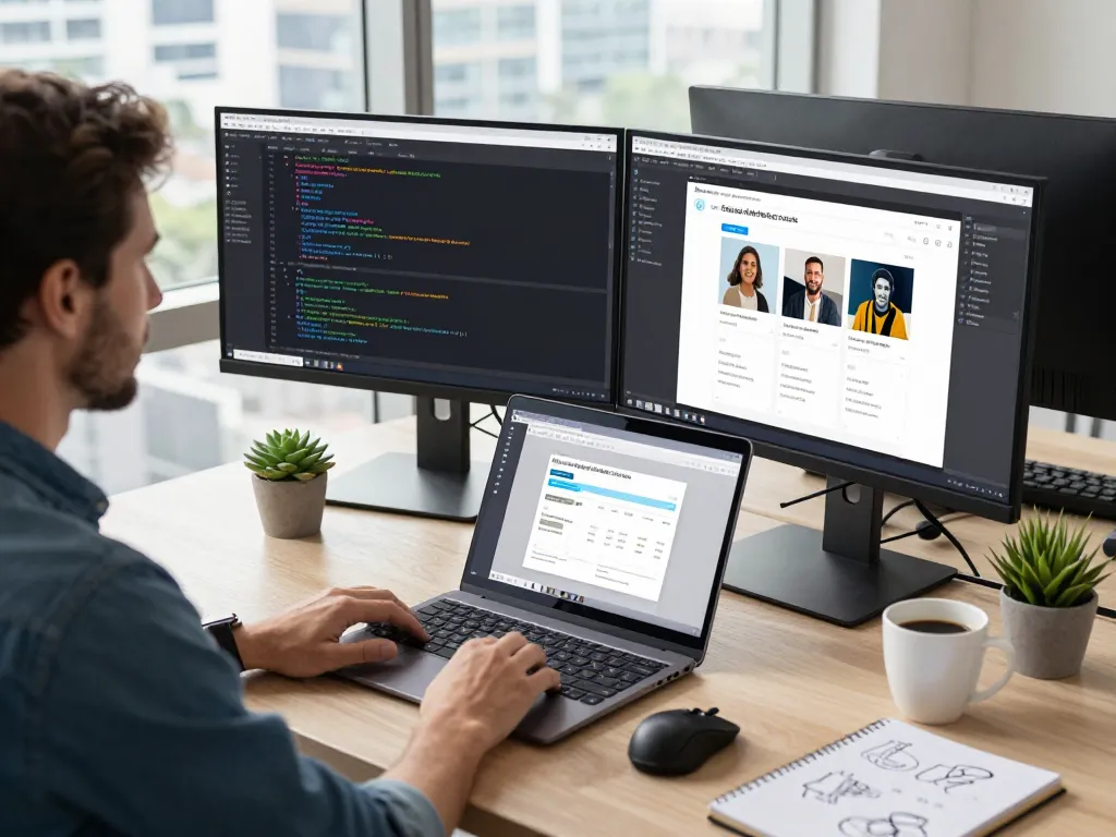 Freelance wordpress developer kuala lumpur working in a modern office setting