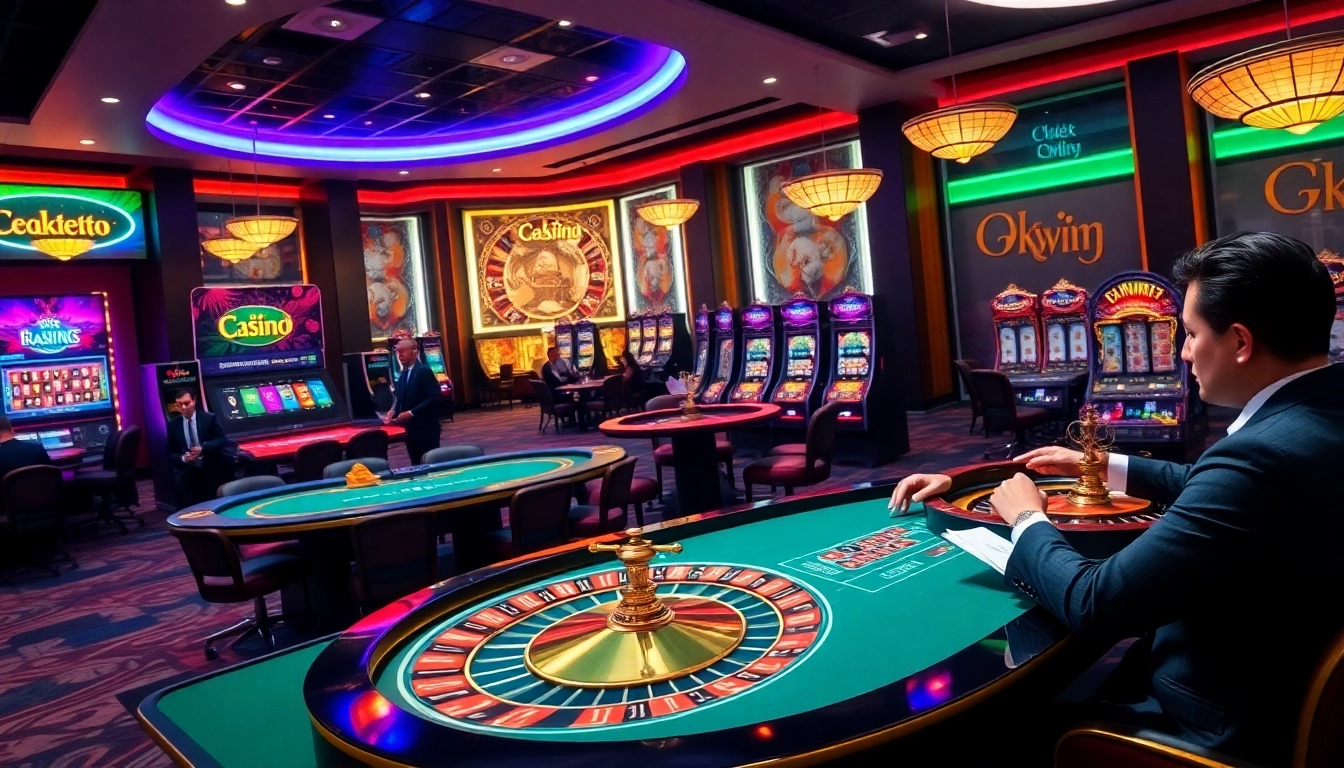 Players enjoying an online gaming session with okwin's vibrant casino atmosphere.