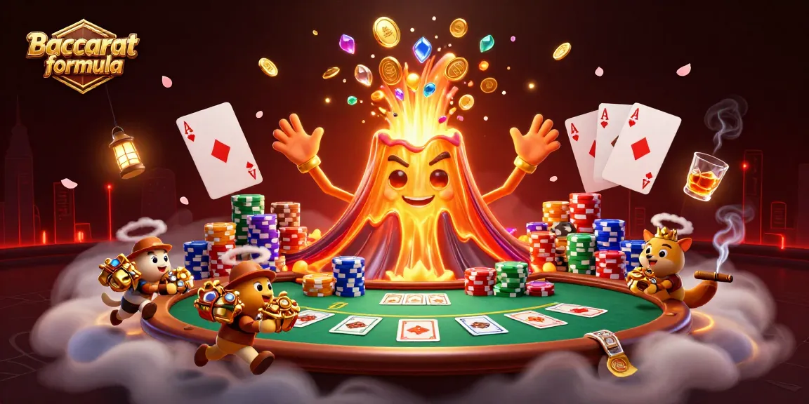 Experience the thrilling Baccarat formula with a vibrant explosion of coins and treasures amidst dynamic game elements.