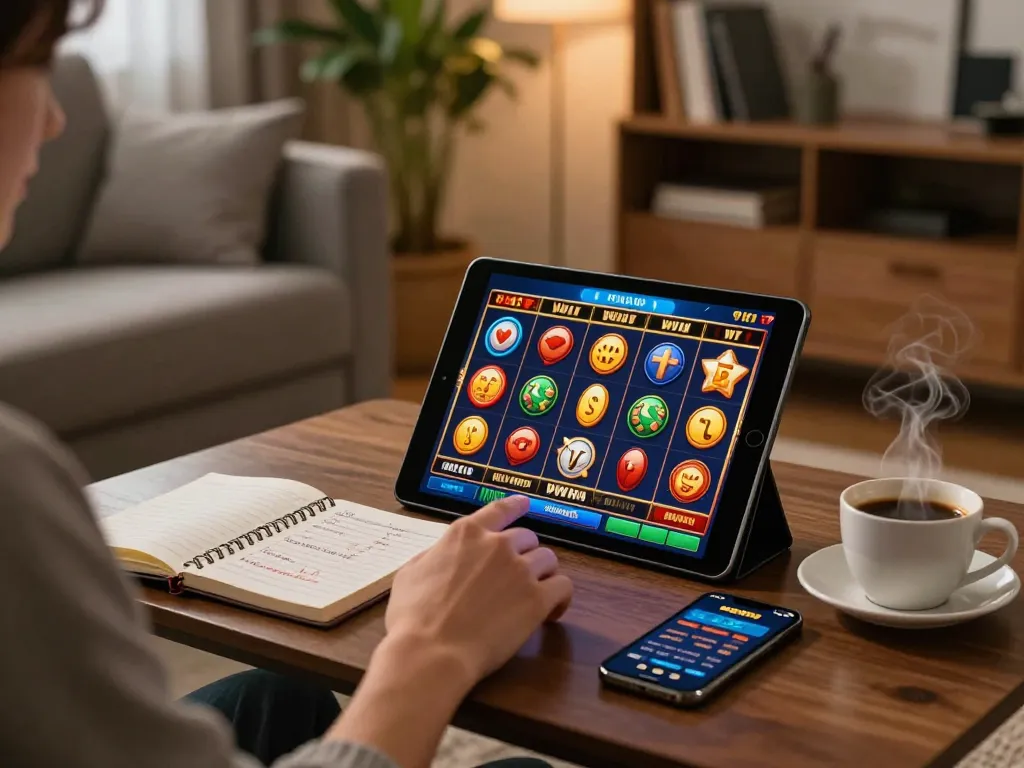 Engaging in slot gacor 2026 gameplay on a tablet in a cozy home setting, enhancing strategic fun.