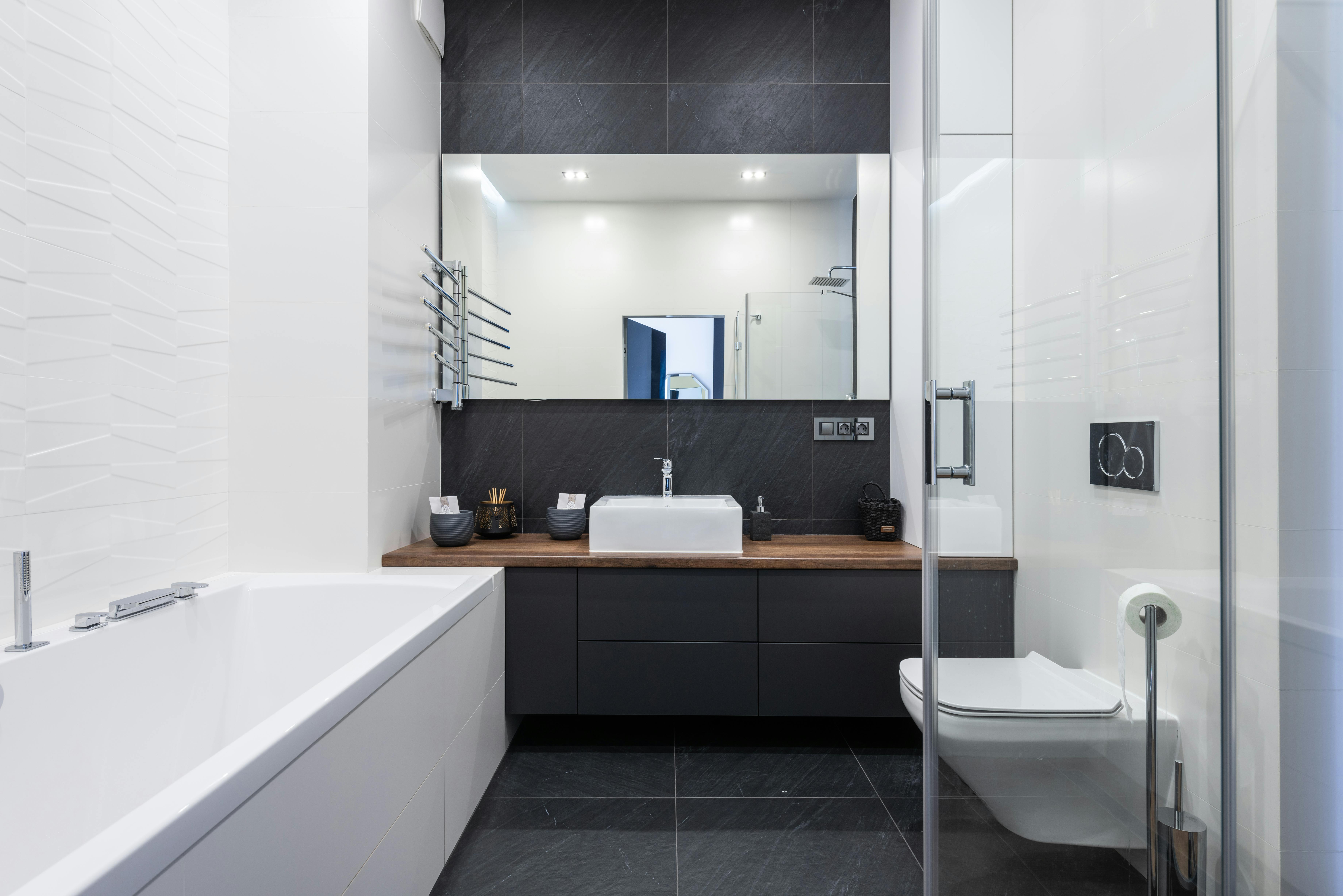 Stylish Bathrooms Feature a Black Shower Sliding Door