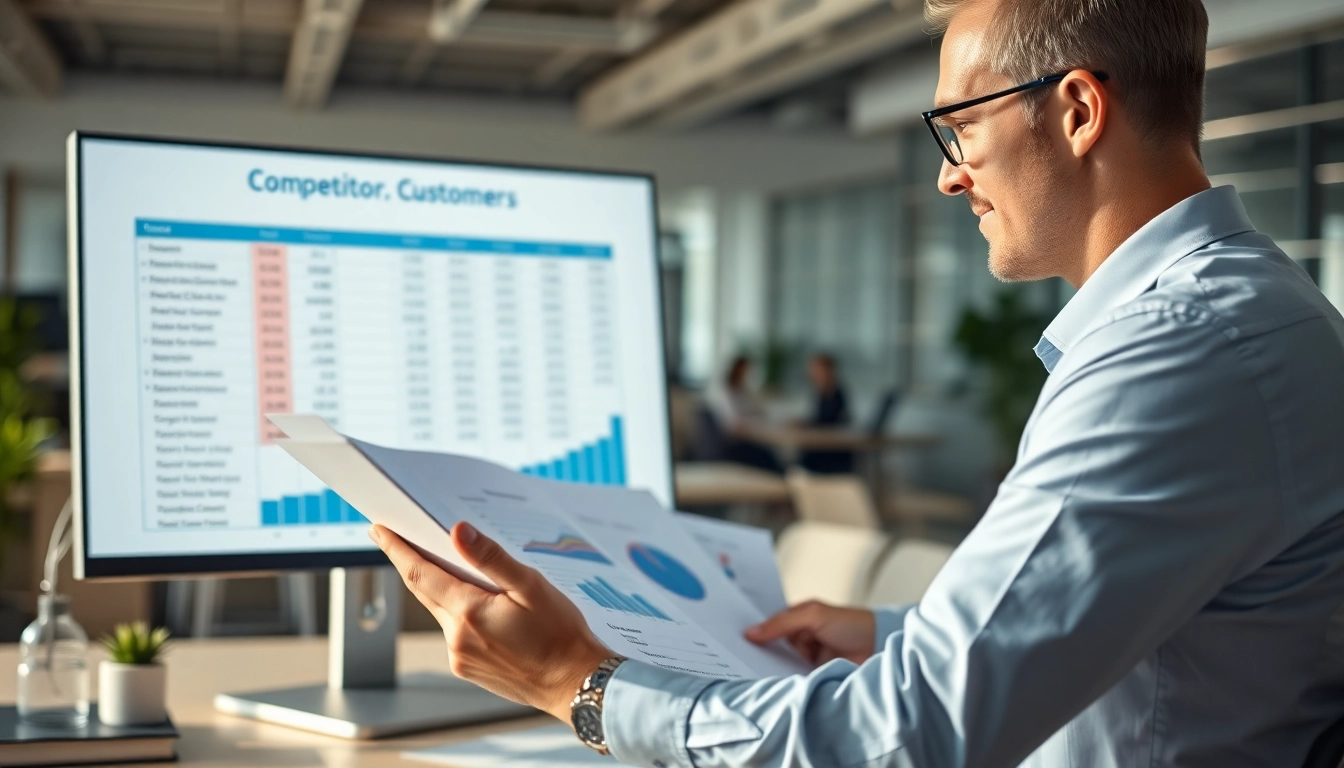Analyze your competitor customer list for strategic insights in a modern office setting.