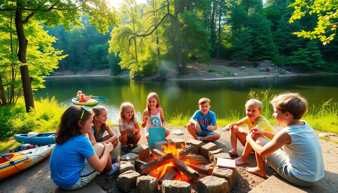 Children enjoying activities at illinois summer camps surrounded by nature.
