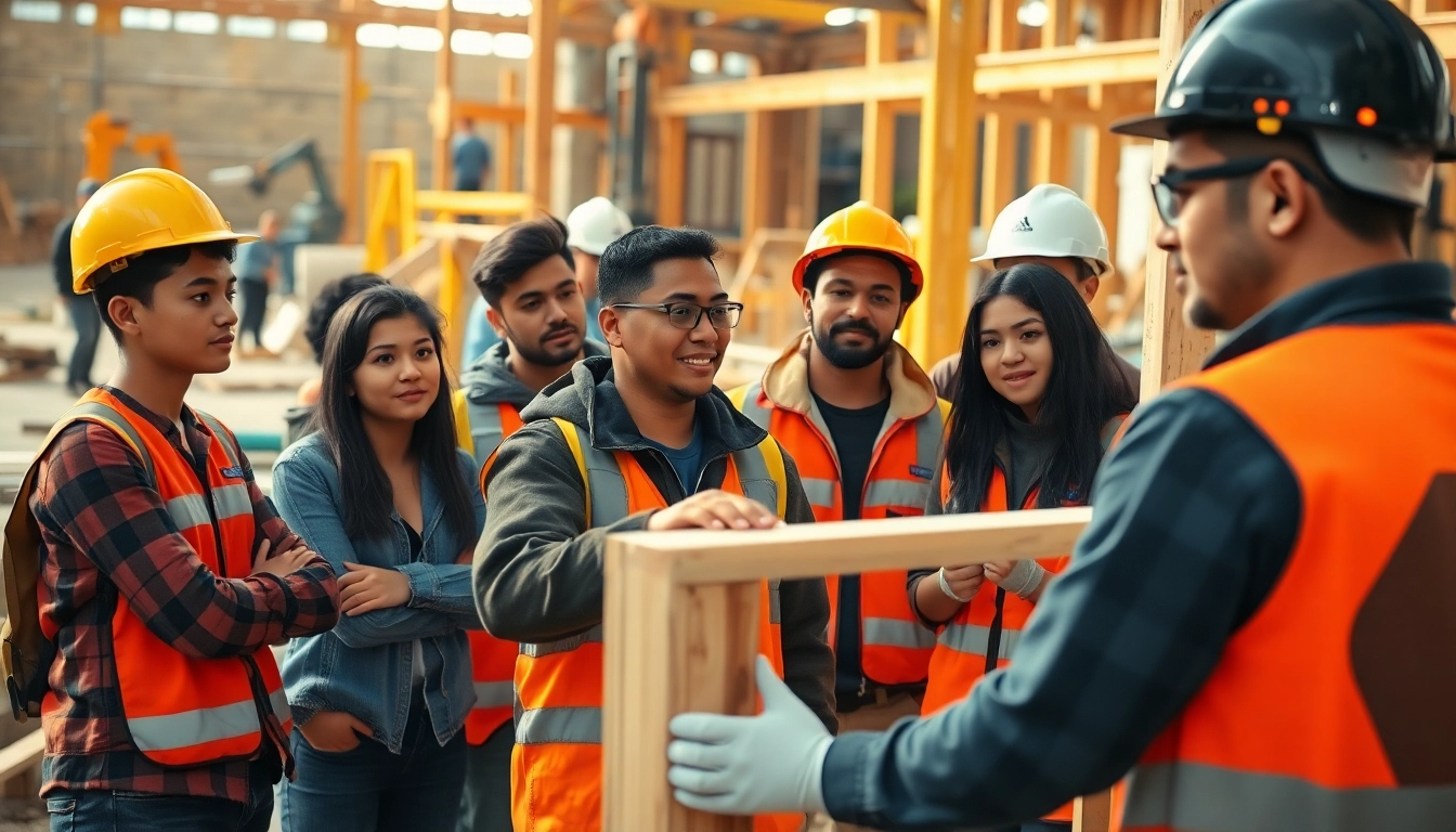 Engaging construction apprenticeship training with apprentices and supervisor at job site.