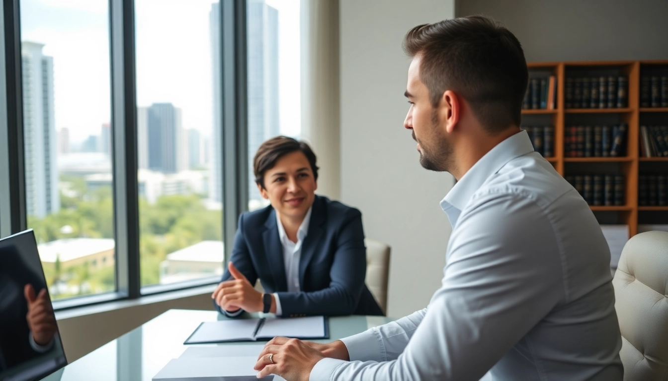 Consultation with a Miami high net worth divorce lawyer, conveying professionalism and expertise.