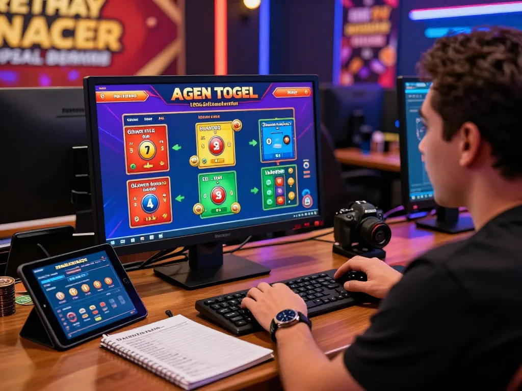 Engaged player participating in an Agen Togel online game, showcasing vibrant betting options and digital strategies.