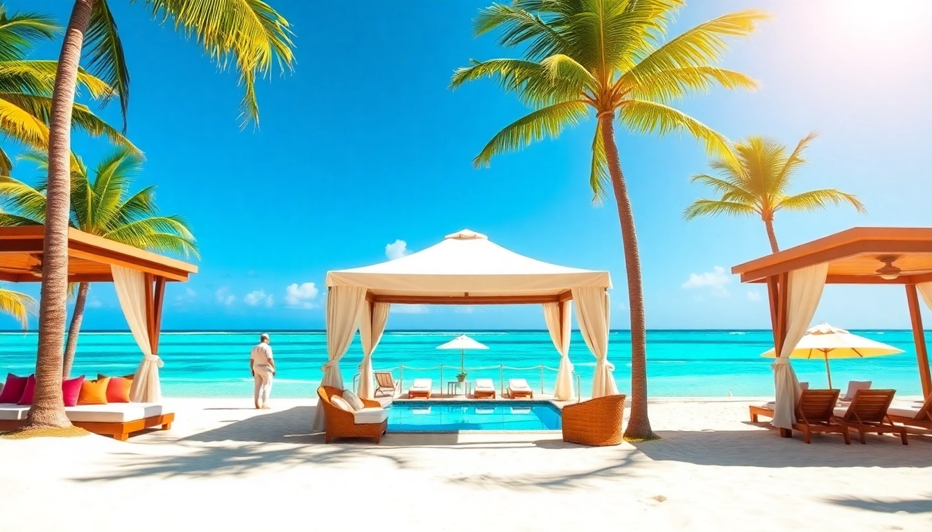 Experience the inviting coastal cabana overlooking the pristine beach and turquoise waters.