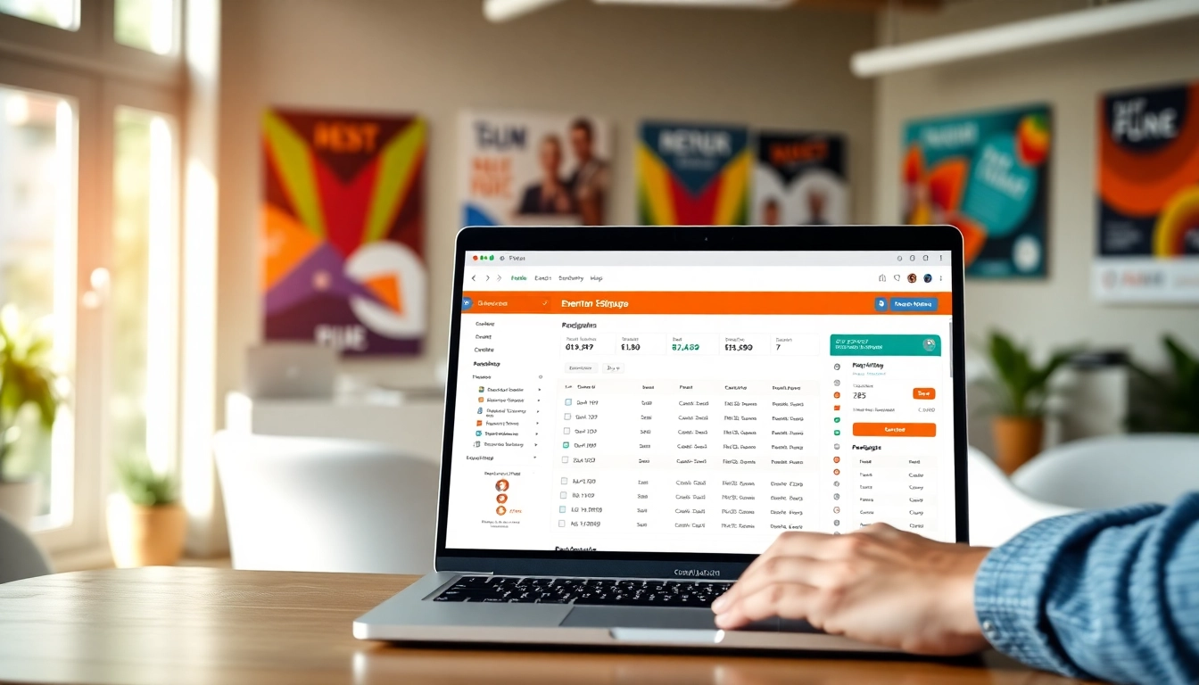 Utilizing an event signup platform, a planner seamlessly manages registrations on a laptop in a bright workspace.
