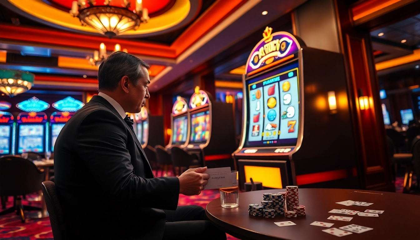 Player celebrating a big win on a vibrant pragmatic slot machine in a luxurious casino setting.