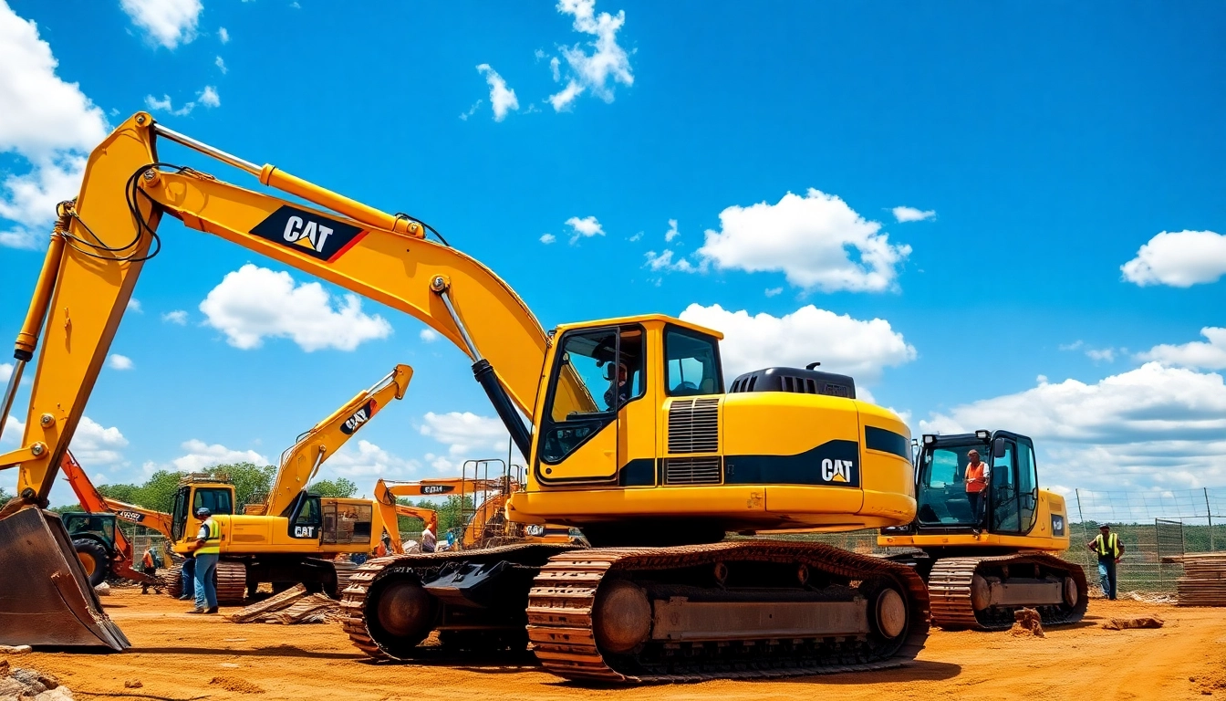 Rent excavators for your construction needs, showcasing heavy machinery in action on-site.