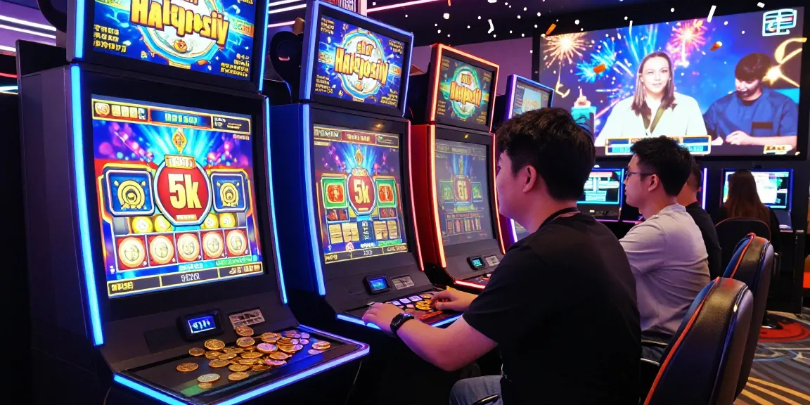 Exciting online casino scene illustrating a player using the slot deposit 5k feature, surrounded by vibrant graphics and game data.