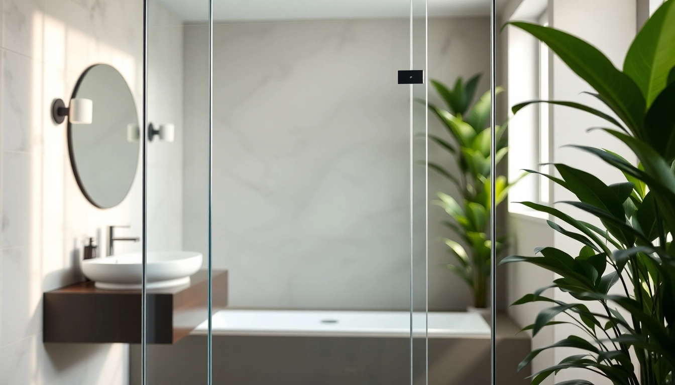 Paroi de douche élégante dans un environnement de salle de bain moderne.