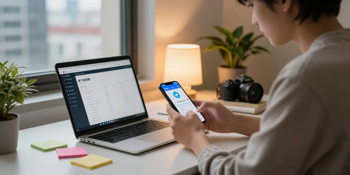 Engaged user accessing 纸飞机官网 on smartphone in a cozy modern workspace.
