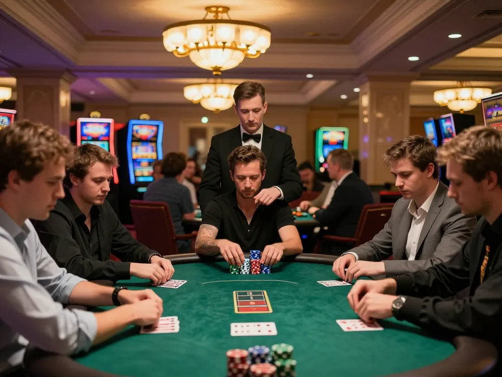CEMESLOT poker tournament with focused players and vibrant casino atmosphere