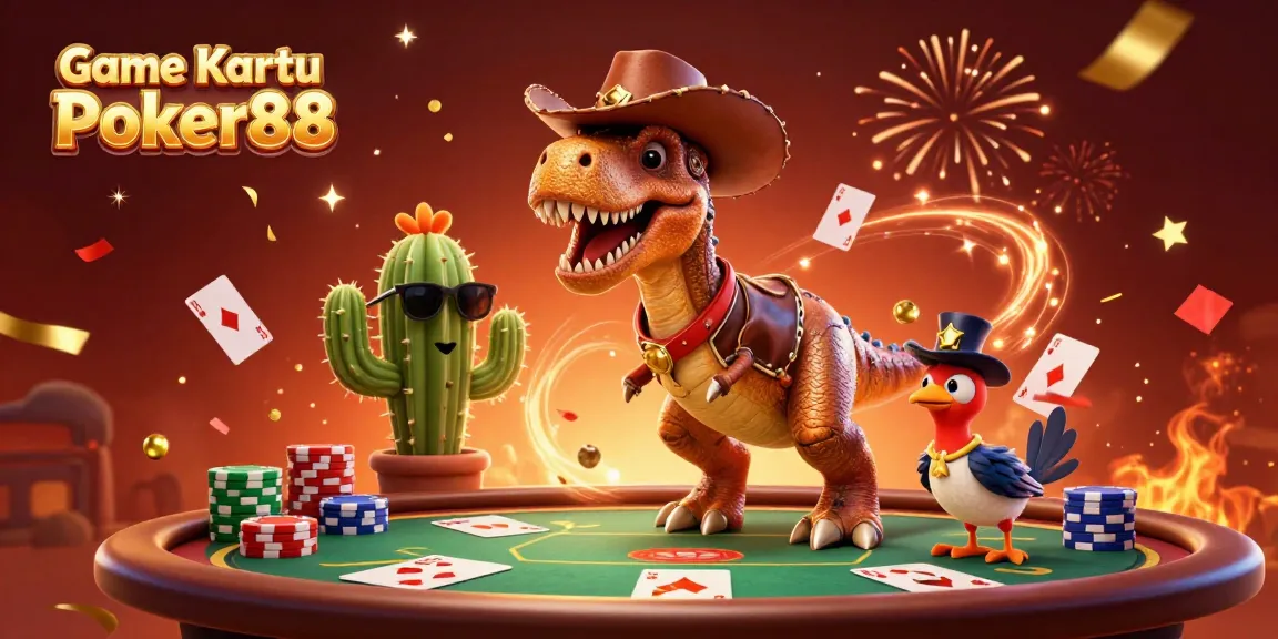 Experience the excitement of Game Kartu Poker88 with vibrant 3D poker elements and dynamic characters.