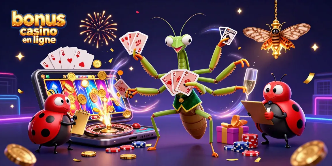 Jouez avec des bonus casino en ligne dans une illustration dynamique et festive