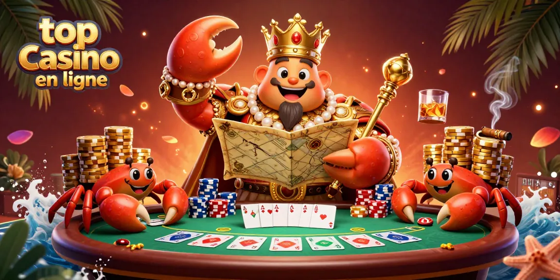 Jouer au top casino en ligne avec le crabe empereur et les chips dorés.