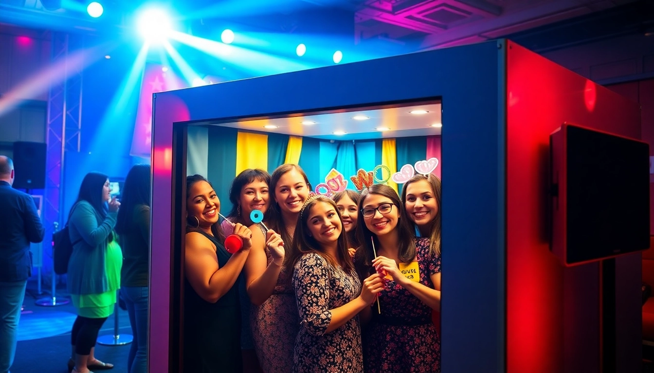 Capture joyous moments with the photo booth chicago at a vibrant event, featuring colorful backdrops and excited guests.